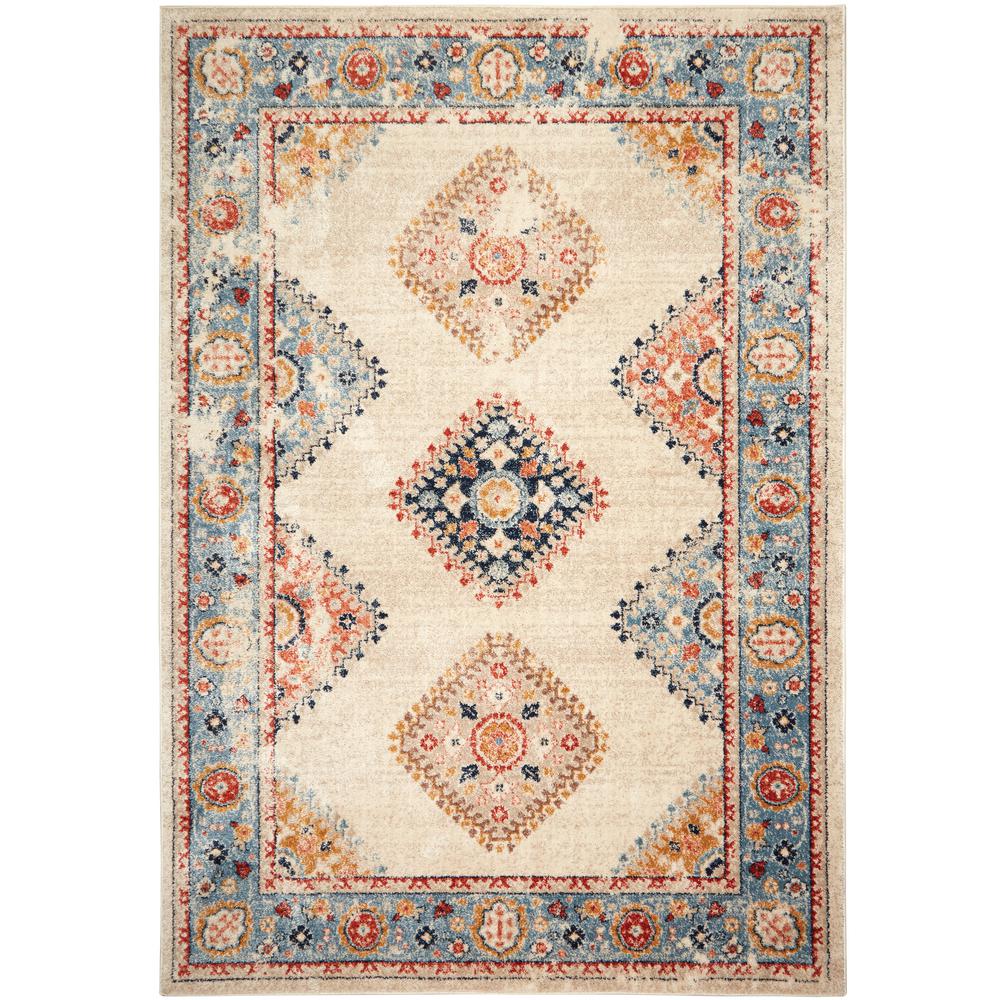 Home Dynamix Bazaar Western Cream/Blue 5 ft. 3 in. x 7 ft. 3 in. Indoor