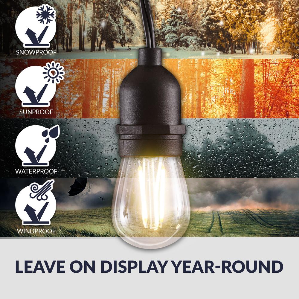 Outdoor LED String Lights 48 ft. with Remote Controlled LED Dimmer S14