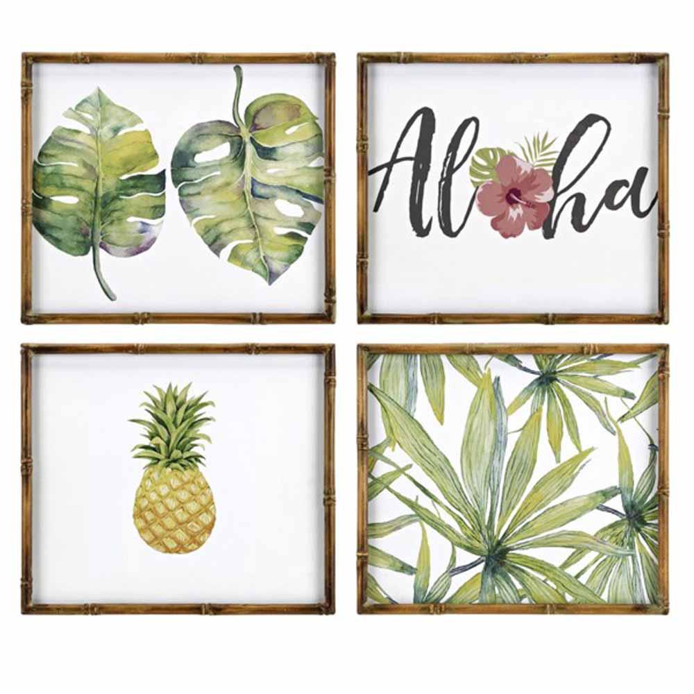 Dark Brown Wall Art Tropical Framed Artwork Set Of 4