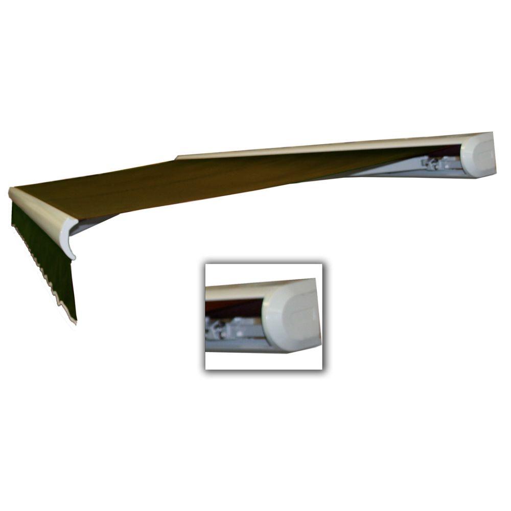 Black//White Key West Full Cassette Left Motorized Retractable Awning 12 ft 120 in. Projection