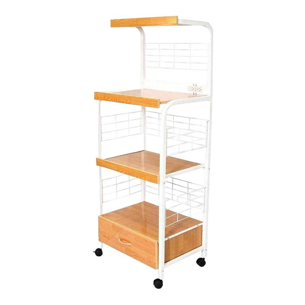 Ore International White Microwave Cart With Shelf G571wh The Home Depot Ore International White Microwave Cart
