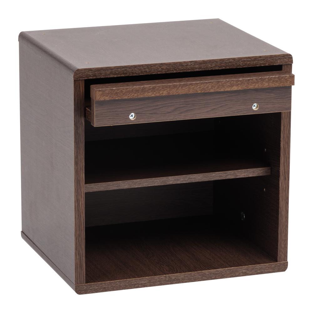Iris Kuda Series Brown Oak Wood Storage Cube With Pocket Door