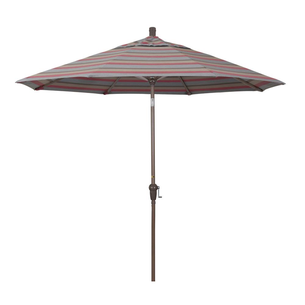 California Umbrella 9 Ft Champange Aluminum Market Auto Tilt Crank Lift Patio Umbrella In Gateway Blush Sunbrella Sdau908900 58038 The Home Depot