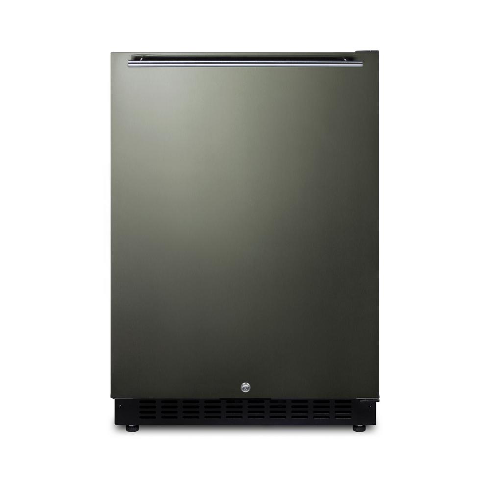 Summit Appliance 24 in. 4.8 cu. ft. Mini Fridge in Black Stainless Steel, Black Stainless Steel Door/Black Cabinet