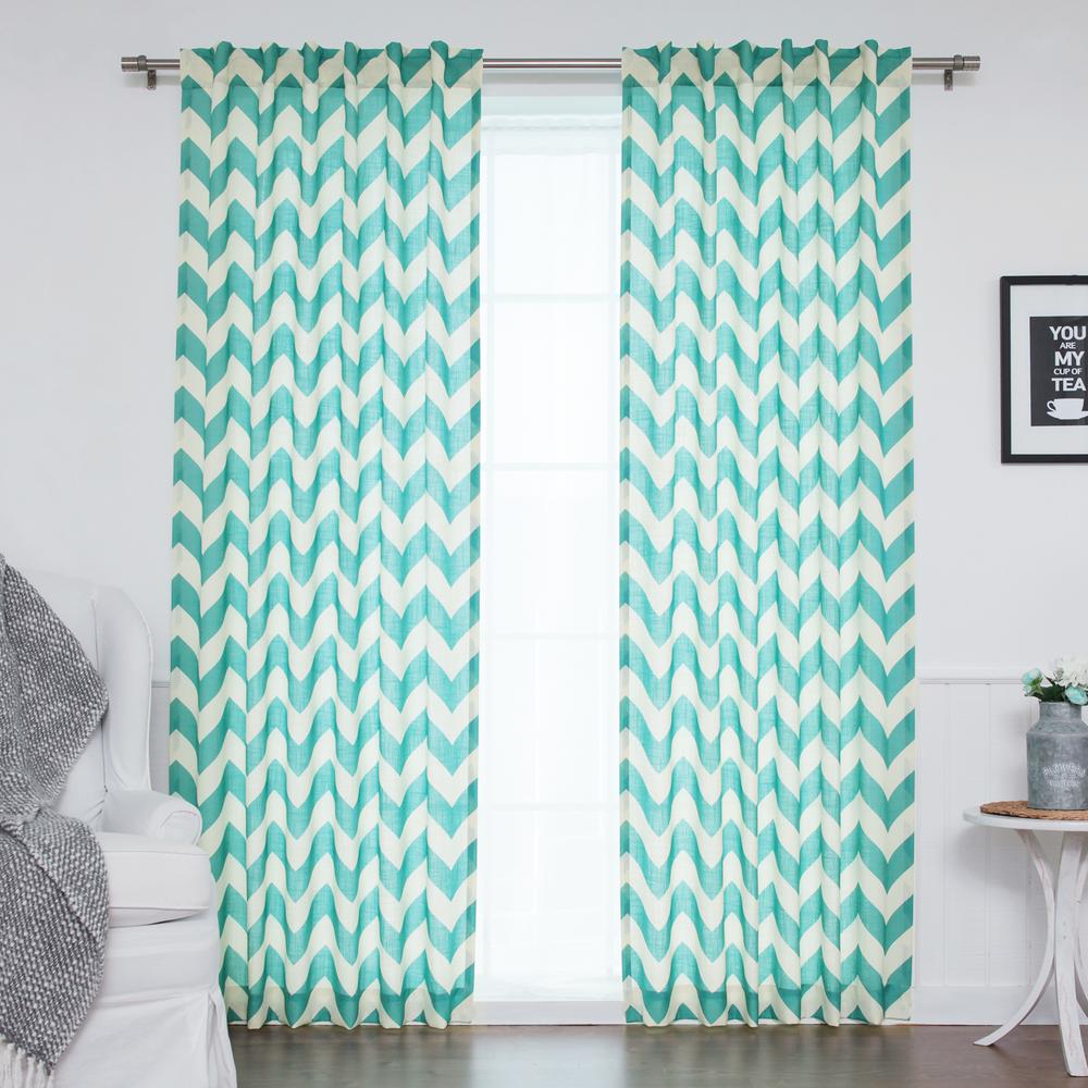 84 In L Blue Faux Linen Chevron Curtain 2 Pack Slublinen Chevr