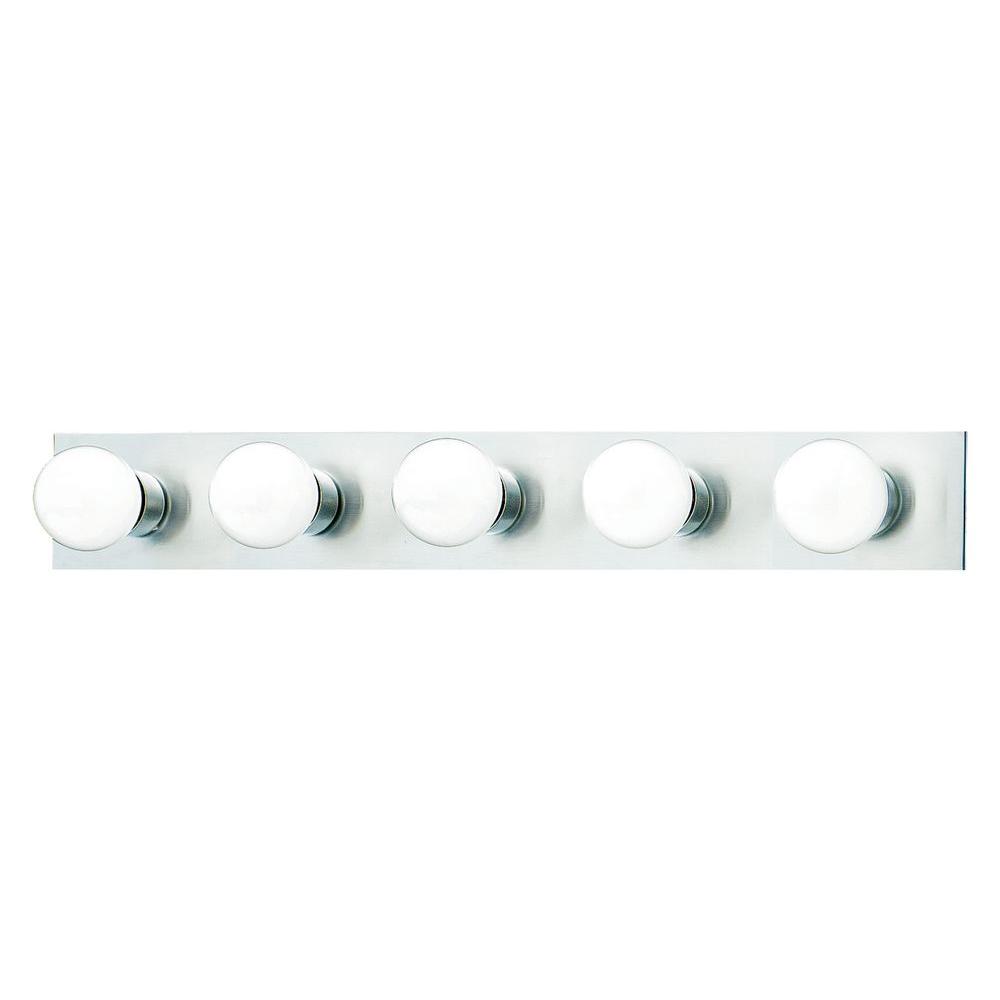 Reviews For Thomas Lighting 5 Light Brushed Nickel Wall Vanity Light Sl741578 The Home Depot