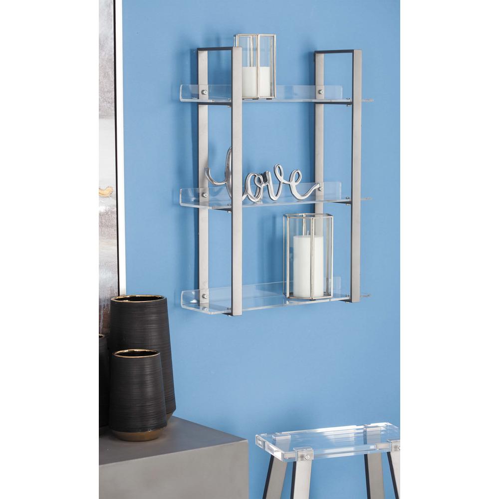 Litton Lane 6 in. L x 19 in. W Modern 3Tier Metallic Gray Iron and