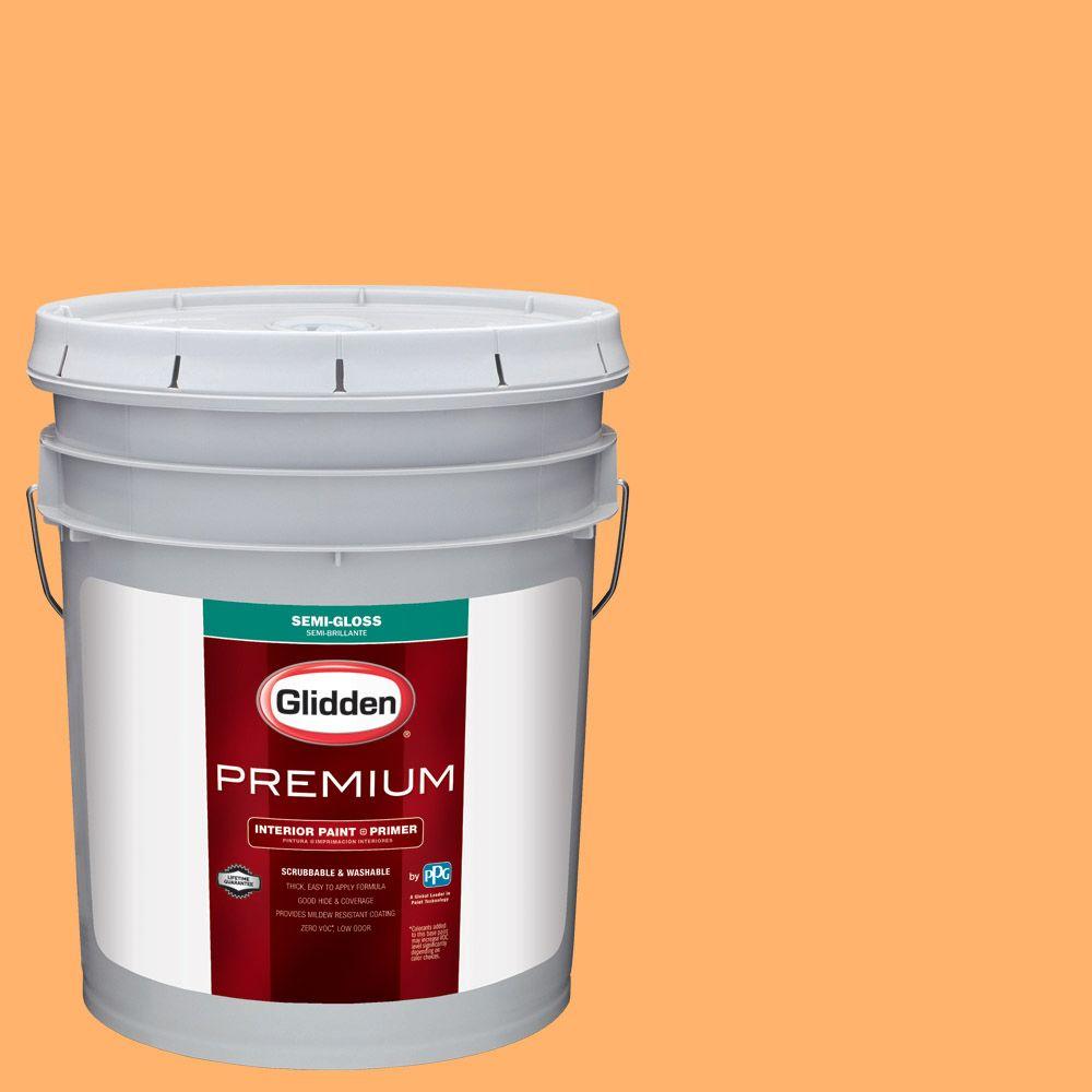 Glidden Premium 5 Gal Hdgo41 Juicy Cantaloupe Semi Gloss Interior Hdgo41 Juicy Cantaloupe Semi Gloss Interior Paint With Primer