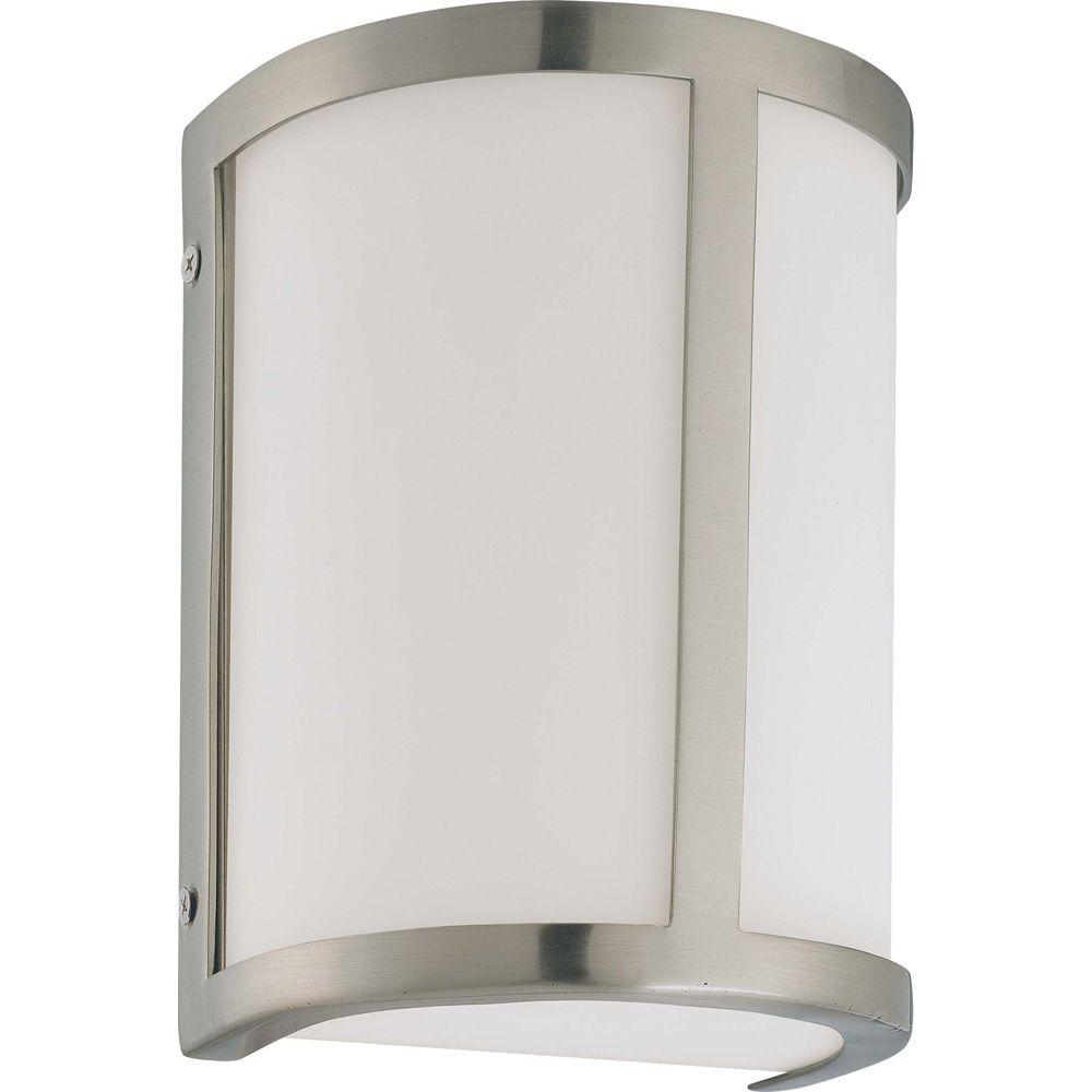 Lite Line Andra 1 Light Brushed Nickel Sconce With Satin White Glass