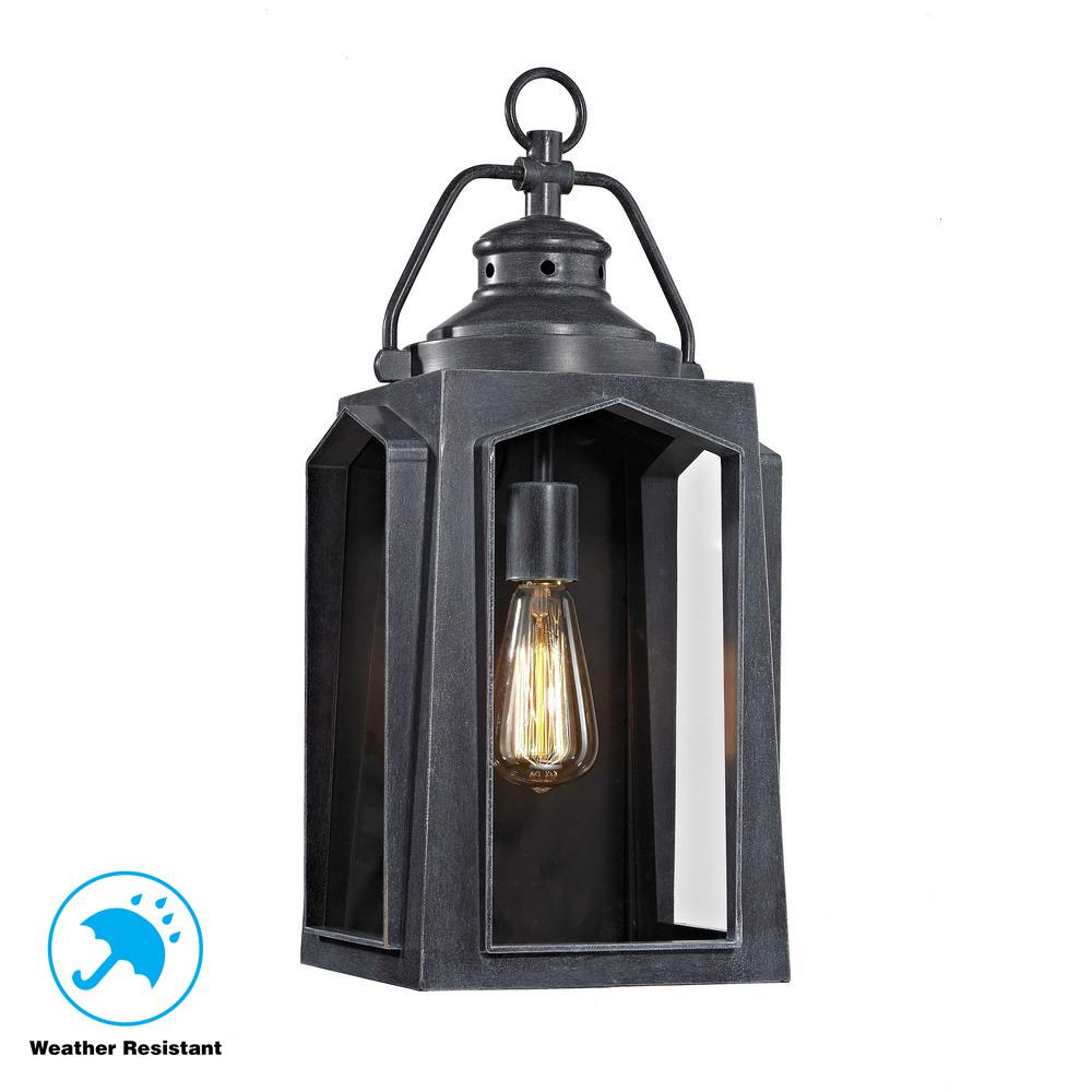 Wrought Iron Rust Resistant Outdoor Lighting The 1 Light Charred Iron Large Outdoor Wall Mount Lantern