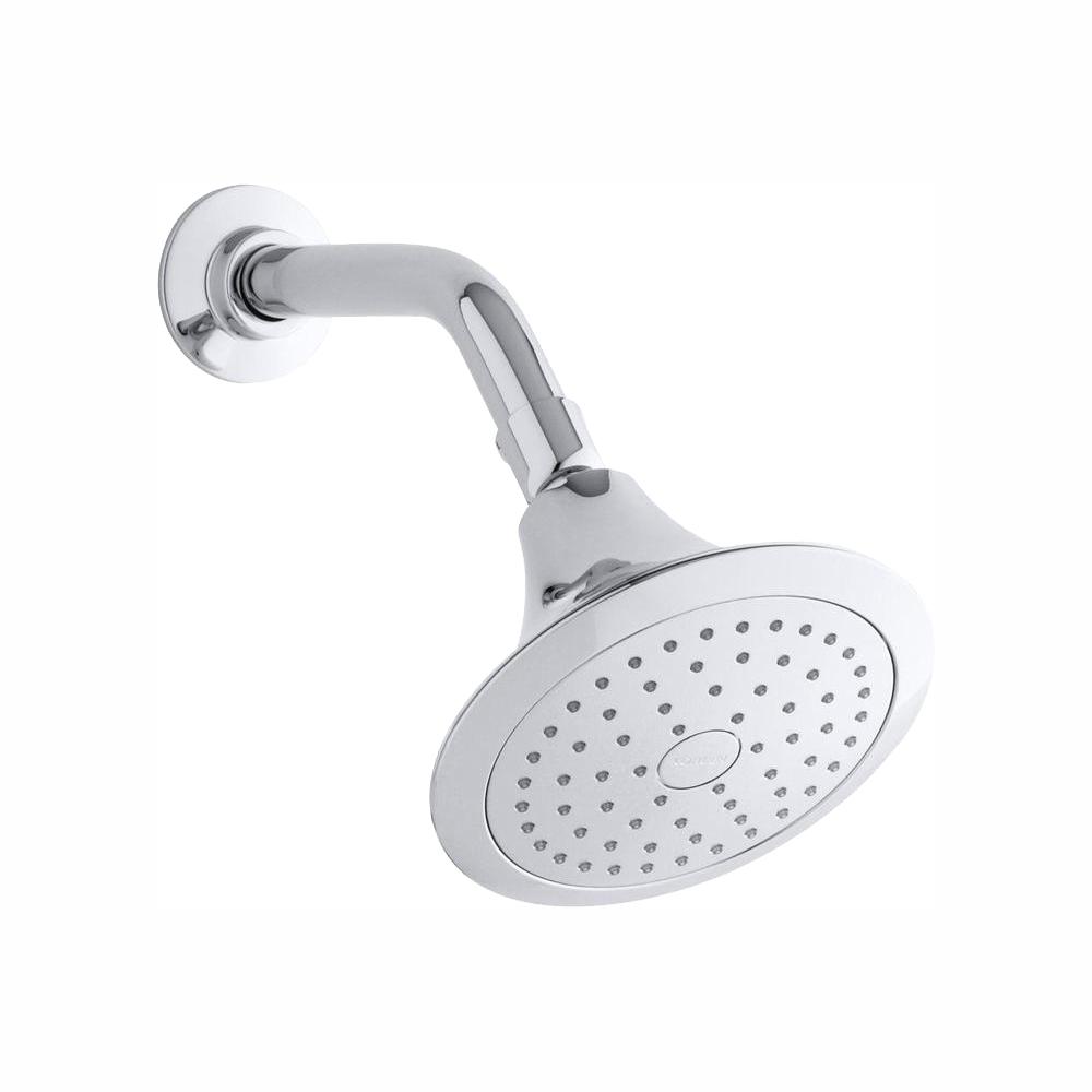 KOHLER Forte 1 Spray 5 5 In Single Wall Mount Fixed Shower Head In   Polished Chrome Kohler Fixed Shower Heads K R10282 E Cp 64 1000 