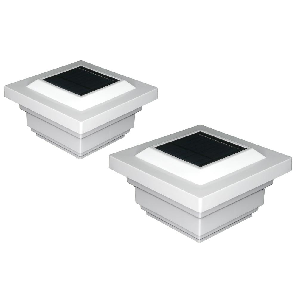 Classy Caps 4 in. x 4 in. White Aluminum Imperial Outdoor Solar Post Cap (2Pack)SL211W The