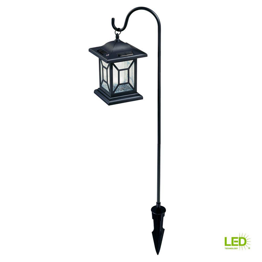 Hampton Bay Bronze Solar Outdoor Integrated Led Landscape Path Light Solar Black Outdoor Integrated Led Diamond Shepard Hook Lantern Landscape Path