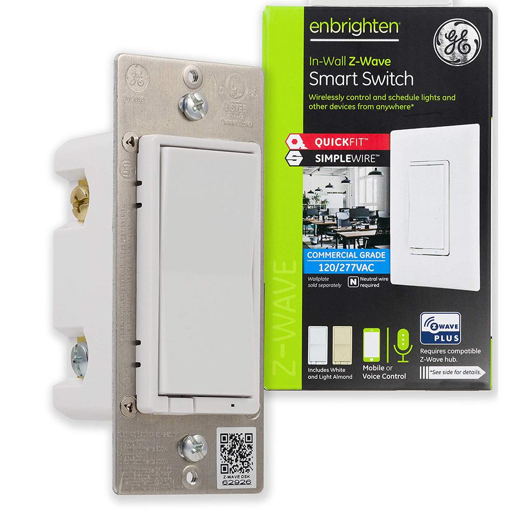 Enbrighten Z Wave Plus Smart Light Switch White And Light Almond