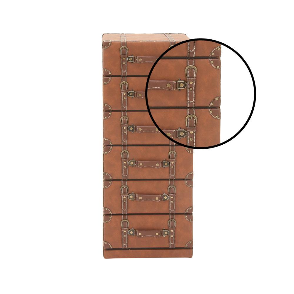 Litton Lane Globetrotter 6 Tier Wood And Leather Trunk Style