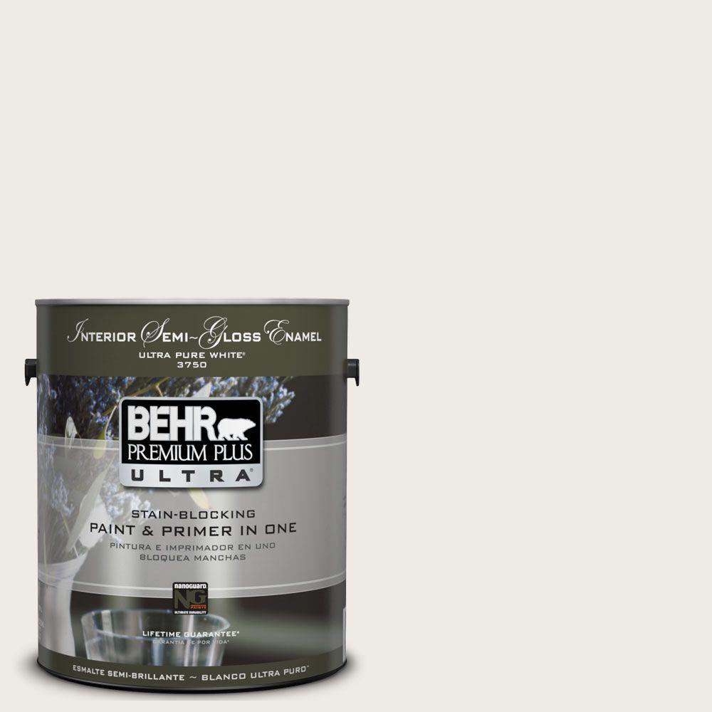 BEHR Premium Plus Ultra 1gal. UL17012 Silky Whites Interior SemiGloss Enamel Paint375001