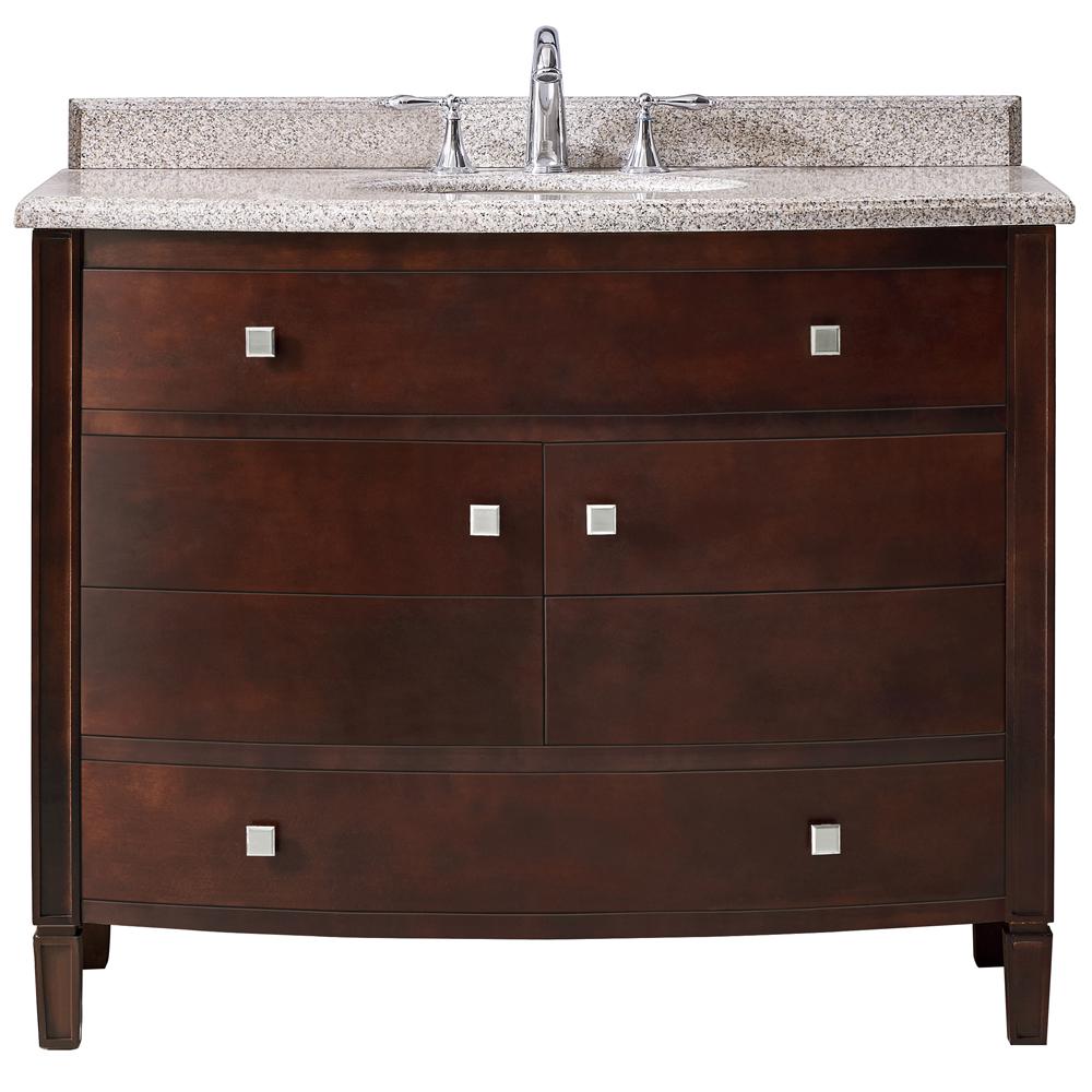 Ove Decors Atlanta 42 In Vanity In Tobacco Stain With Granite Vanity Top In Beige With White Basin Vvar Atla42 D22 The Home Depot