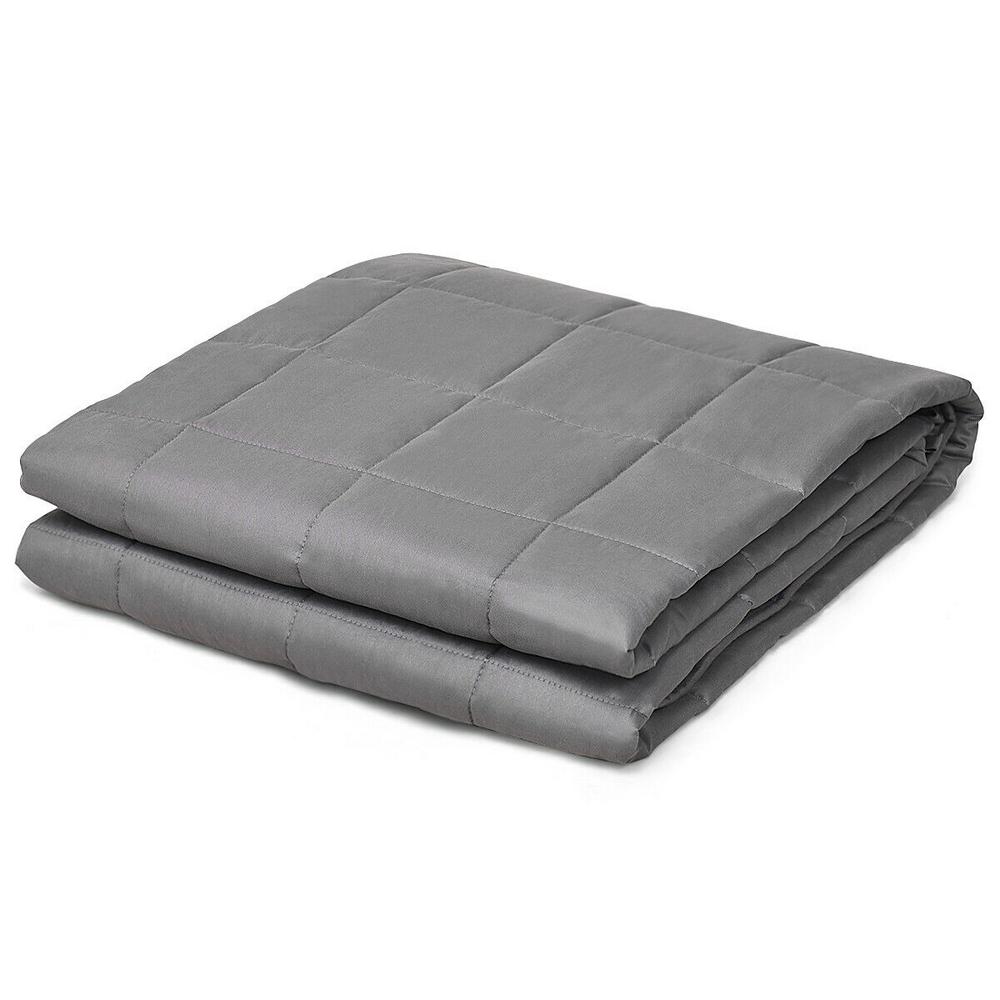 Costway Dark Gray 100 Cotton 60 In X 80 In Quilted 22 Lbs Weighted Blanket With Glass Beads Ht1014gr The Home Depot