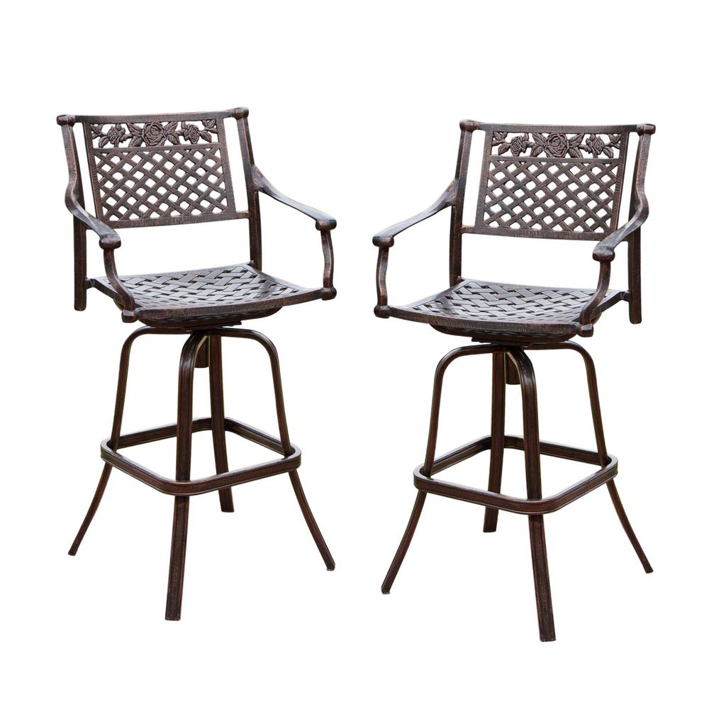 Outdoor Bar Stools Furniture The Home Depot Sebastian Swivel Aluminum Outdoor Bar Stool 2 Pack