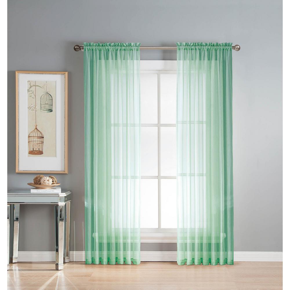 Window Elements Sheer Diamond Aqua Rod Pocket Extra Wide Sheer Diamond Aqua Rod Pocket Extra Wide Curtain Panel 56 In W X 63 L
