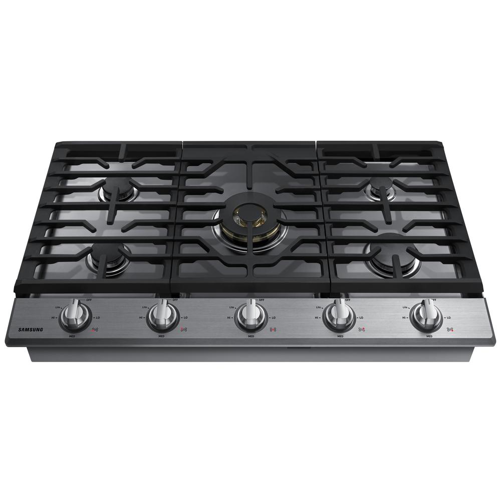 Samsung 36 in. Gas Cooktop in Stainless Steel5 Burners including Dual