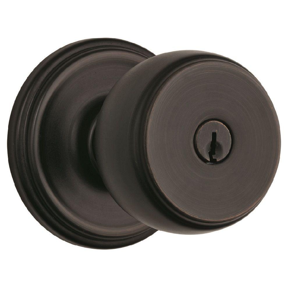 Brinks Home Security Push Pull Rotate Door Locks 23001-119 Stafford Style Keyed Entry Door Knob Satin Nickel