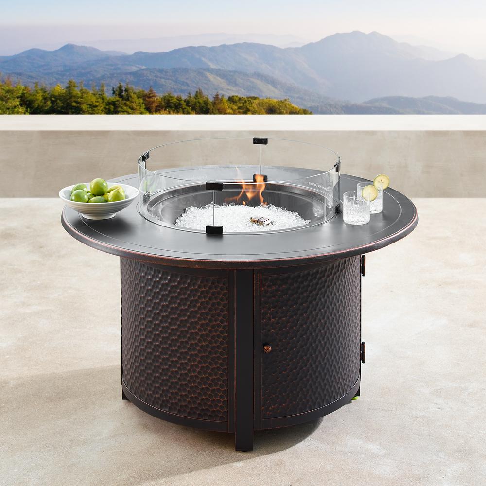 Round Outdoor Coffee Table With Fire Pit / Donnalee Bay Gray Round