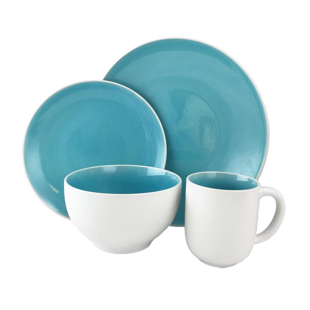 GIBSON elite Serenity 16-Piece Turquoise Dinnerware Set-98597357M - The ...