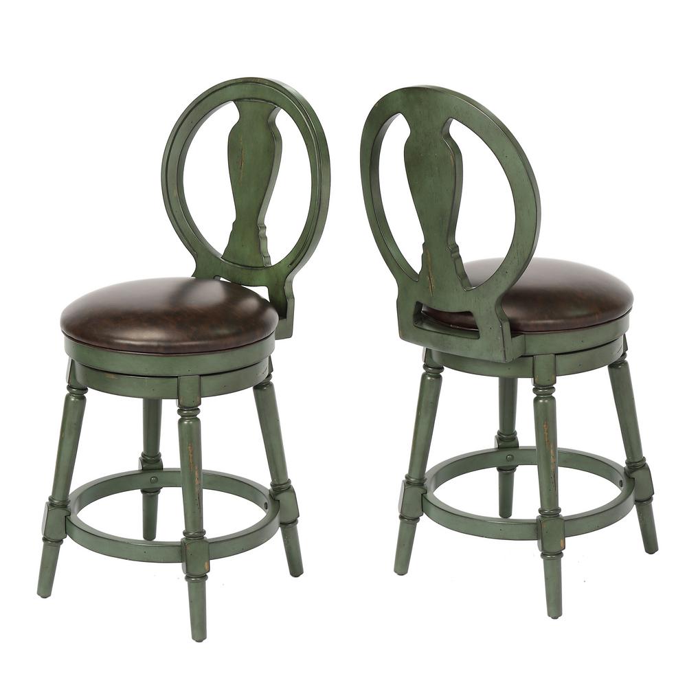 Craft Main Candace 24 In Green Counter Height Swivel Bar Stool Green Counter Height Swivel Bar Stool Individual