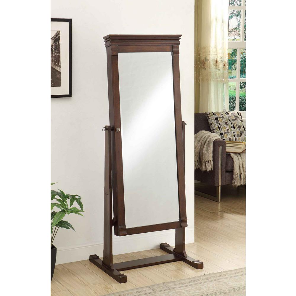 Tilting Rectangle Mirrors Wall Decor The Home Depot Cheval Walnut Framed Mirror