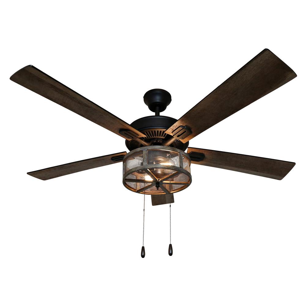 River Of Goods Prairie 52 In Led Oil Rubbed Bronze Caged Ceiling Fan With Light