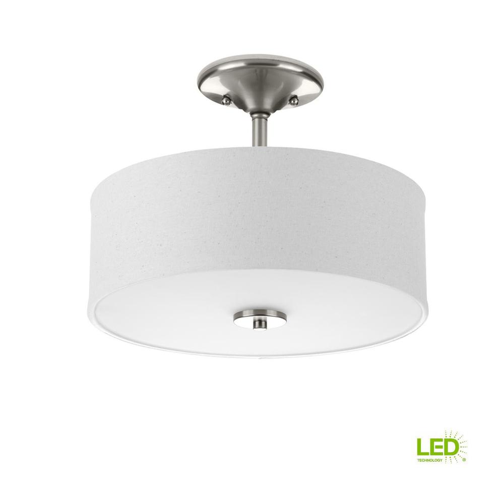 Progress Lighting Flush Mount Lights The Home Depot Inspire Collection 17 Watt Brushed Nickel Integrated Led Semi Flushmount
