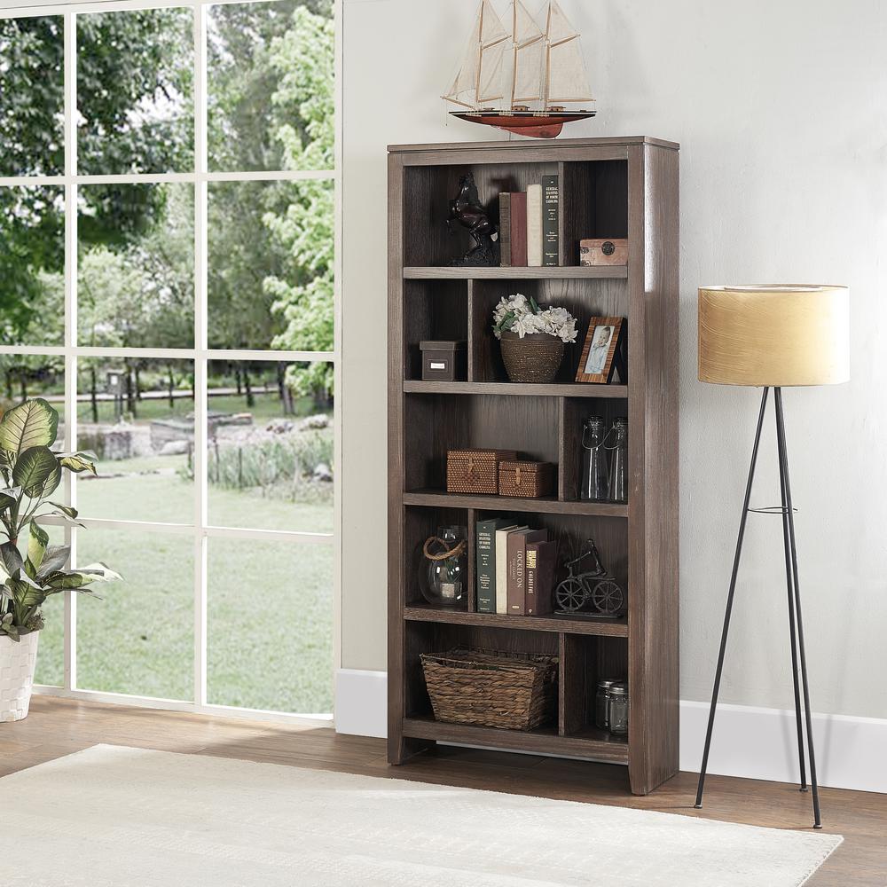 Linon Home Decor Bonnie Washed Brown Large Bookcase Thd01843 The Home Depot