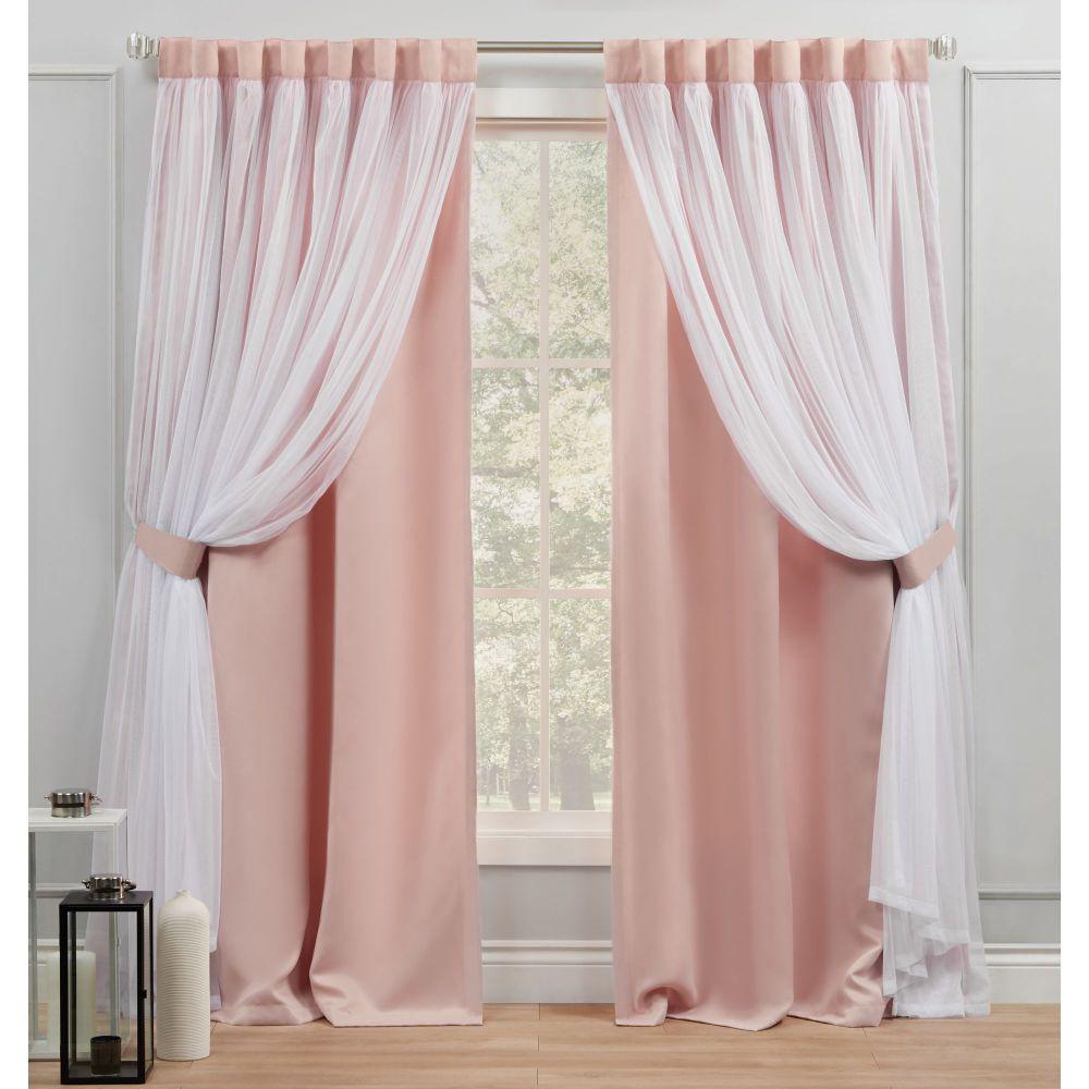 Catarina Rose Blush Blackout Hidden Tab Top Curtain Panel 52 in. W x 96 in. L (2 Panels)EH8487