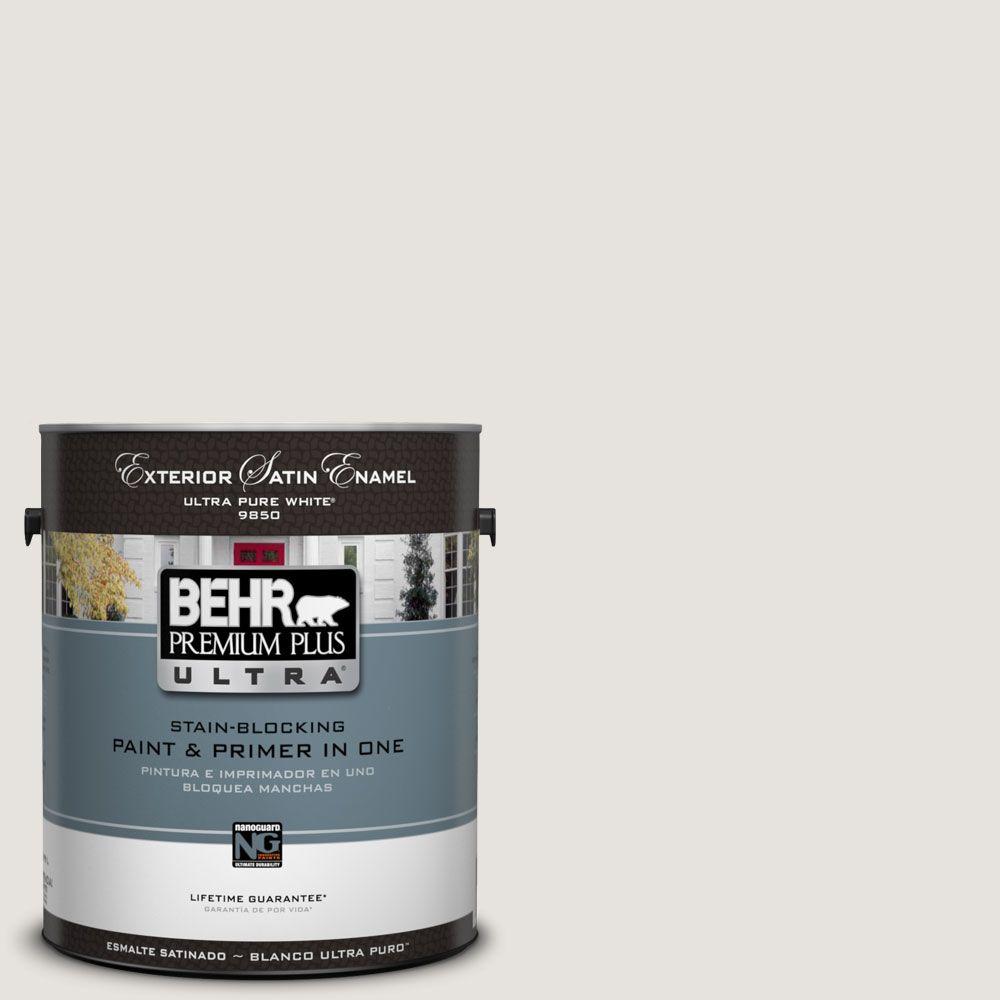 BEHR Premium Plus Ultra 1-Gal. #UL250-13 White Opal Satin Enamel ...