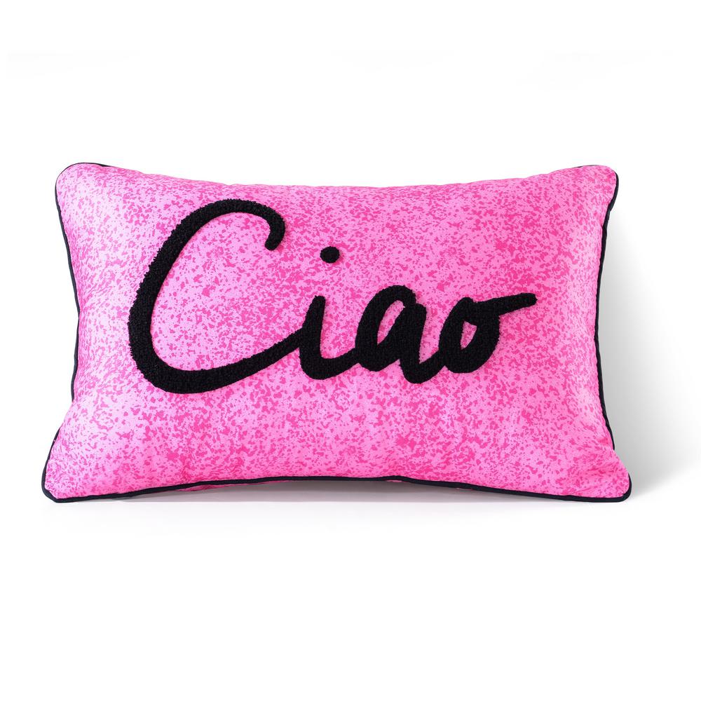 Sara B Santa Monica Black And Pink Graphic Polyester 18 In X 18