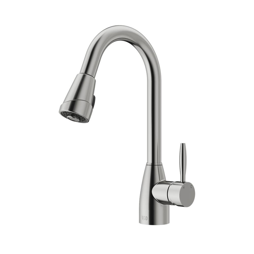 VIGO Single Handle Pull Out Sprayer Kitchen Faucet In Stainless