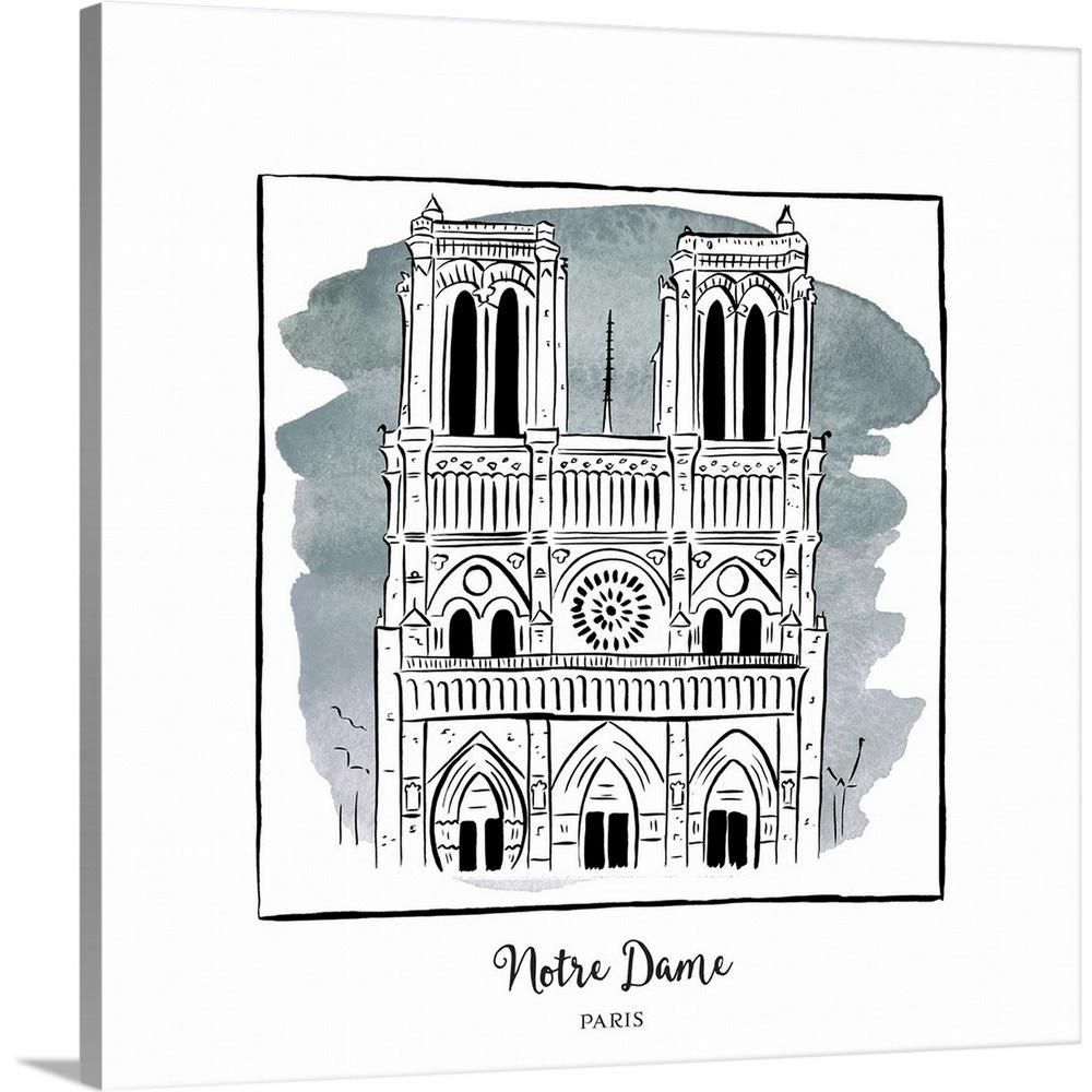 Notre Dame Brushstroke Buildings By Inner Circle Canvas Wall Art