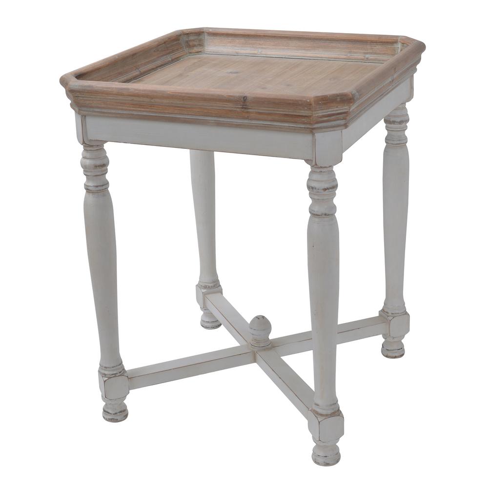 Alcott Aged White Square Side Table