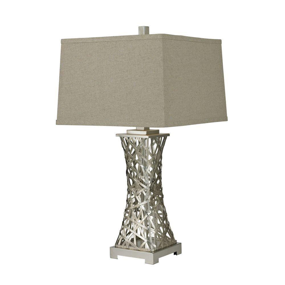Titan Lighting Woven Metal Thread Silver Leaf Table Lamp Tn 998326 Titan Lighting Woven Metal Thread Silver Leaf Table Lamp