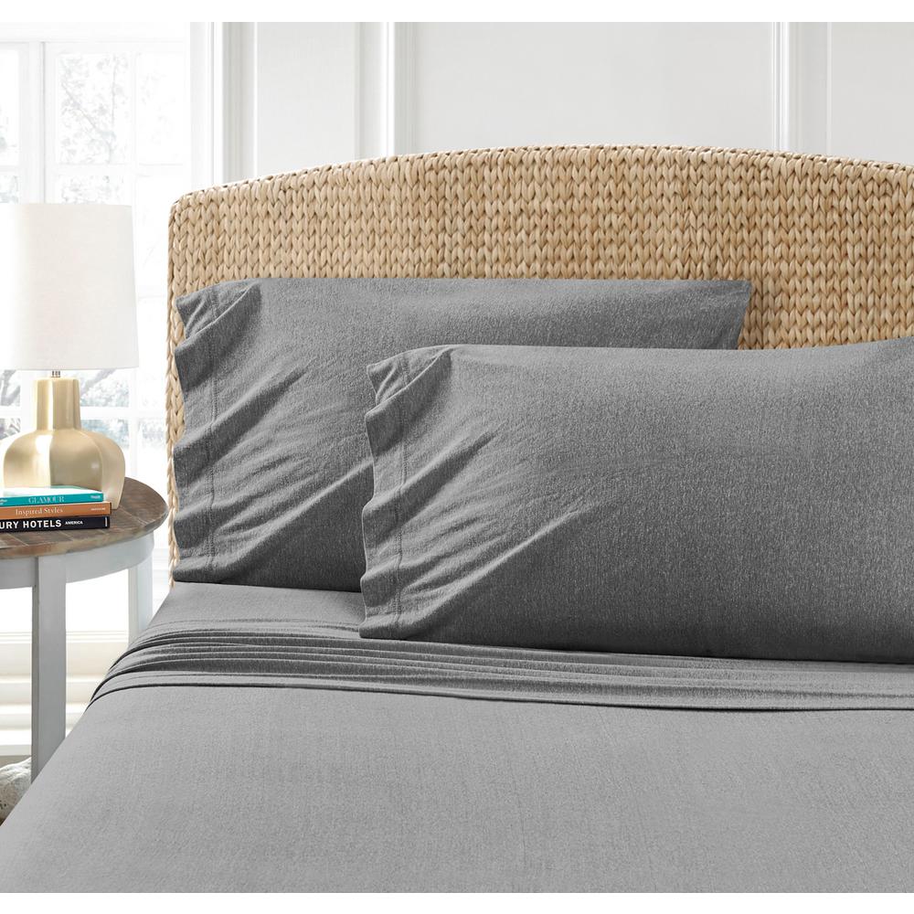 Heather Charcoal Jersey Queen Sheet SetM589706 The Home Depot