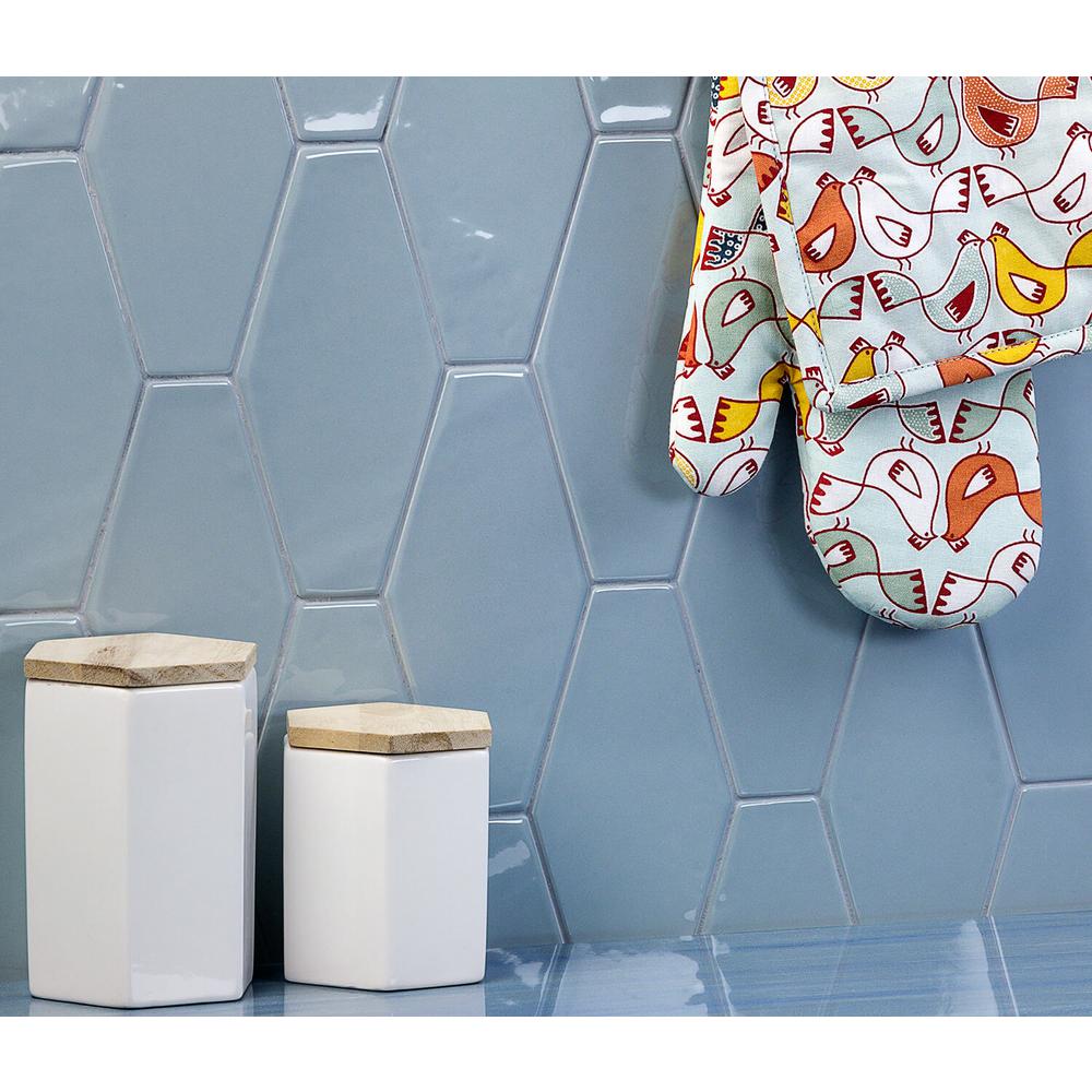 Hexagon Blue Tile Flooring The Home Depot