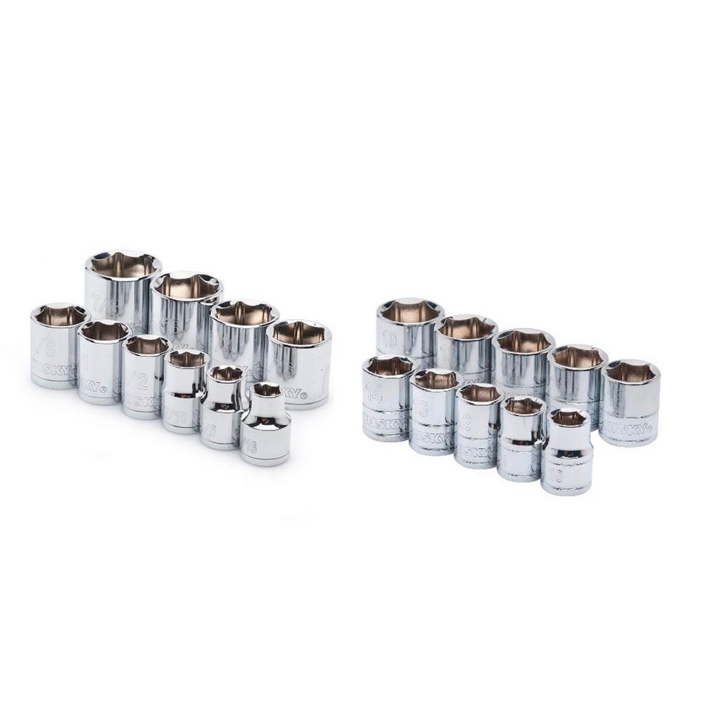 Husky 3/8 in. Drive Standard SAE/MM Socket Set (20Piece)H3D20PCSR