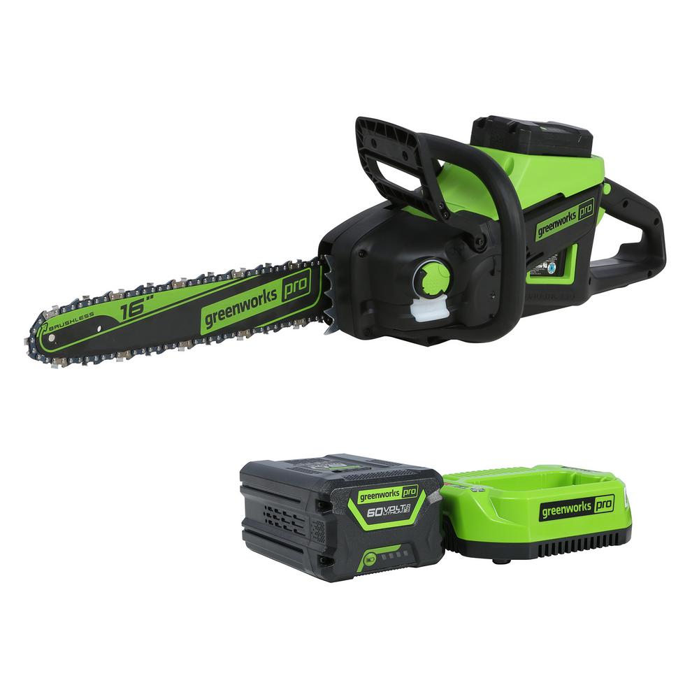Greenworks PRO 16 in. 60Volt Battery Cordless Chainsaw, Battery Not