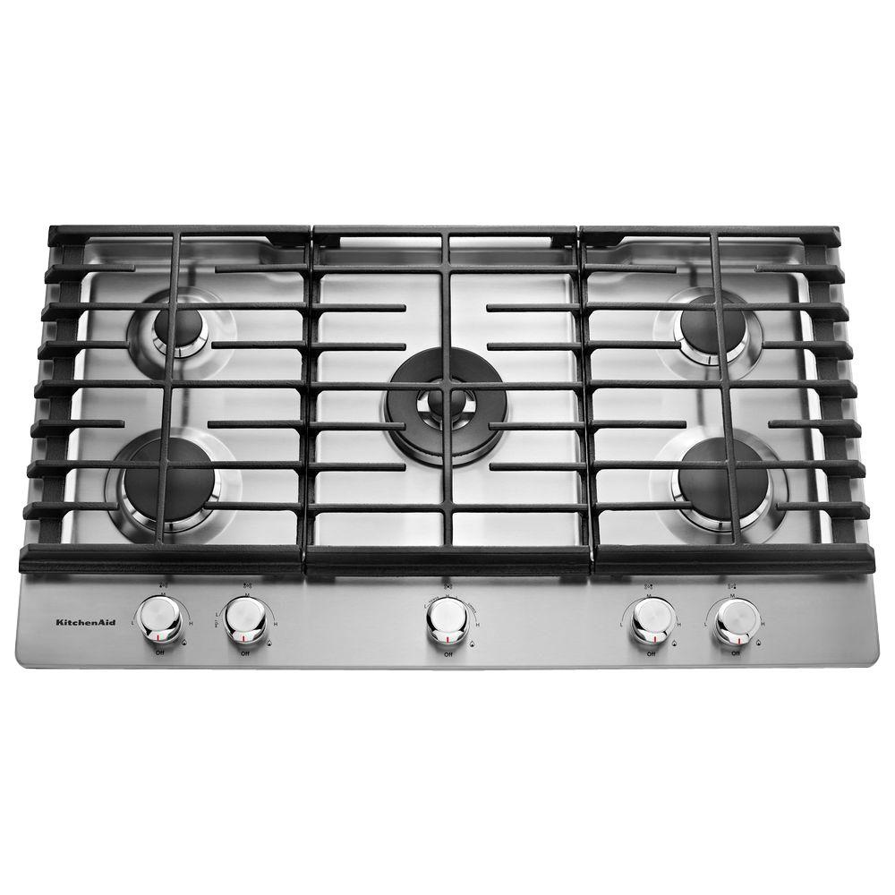 Kitchenaid 36 In Gas Cooktop In Stainless Steel With 5 Burners