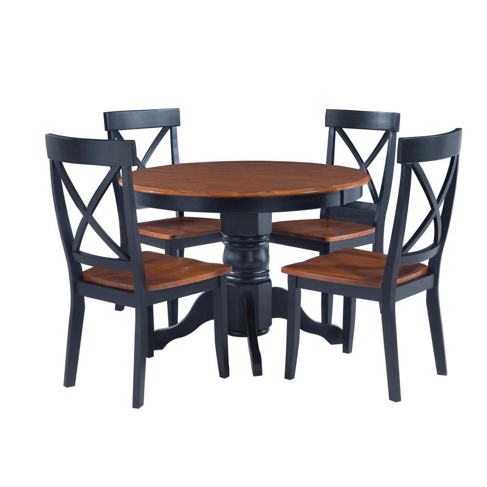 Home Styles 5 Piece Black And Oak Dining Set 5168 318 The
