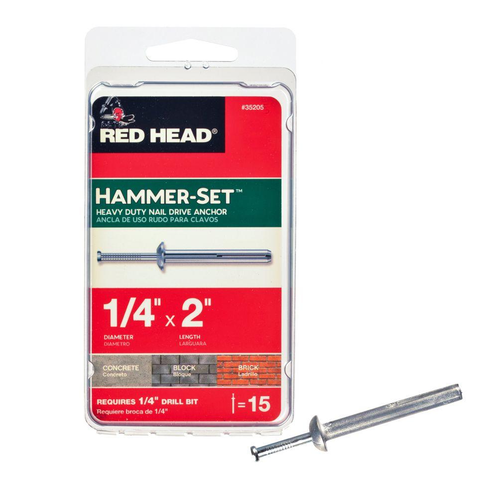 Red Head 1/4 in. x 2 in. HammerSet Nail Drive Concrete Anchors (15