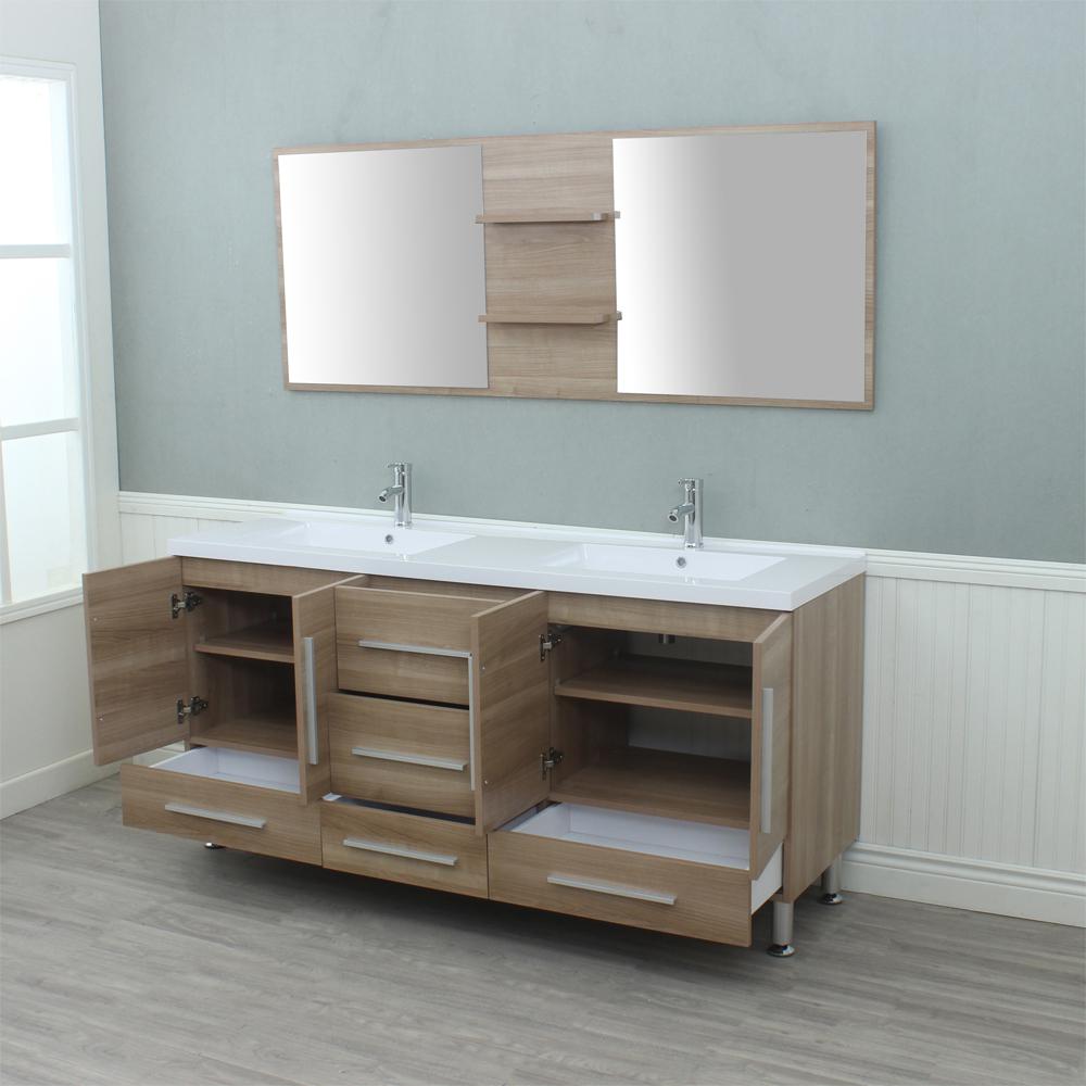 Unbranded The Modern 67 125 In W X 20 625 In D Bath Vanity In Light Oak With Acrylic Vanity Top In White With White Basin Hkgb 8063 Lo The Home Depot