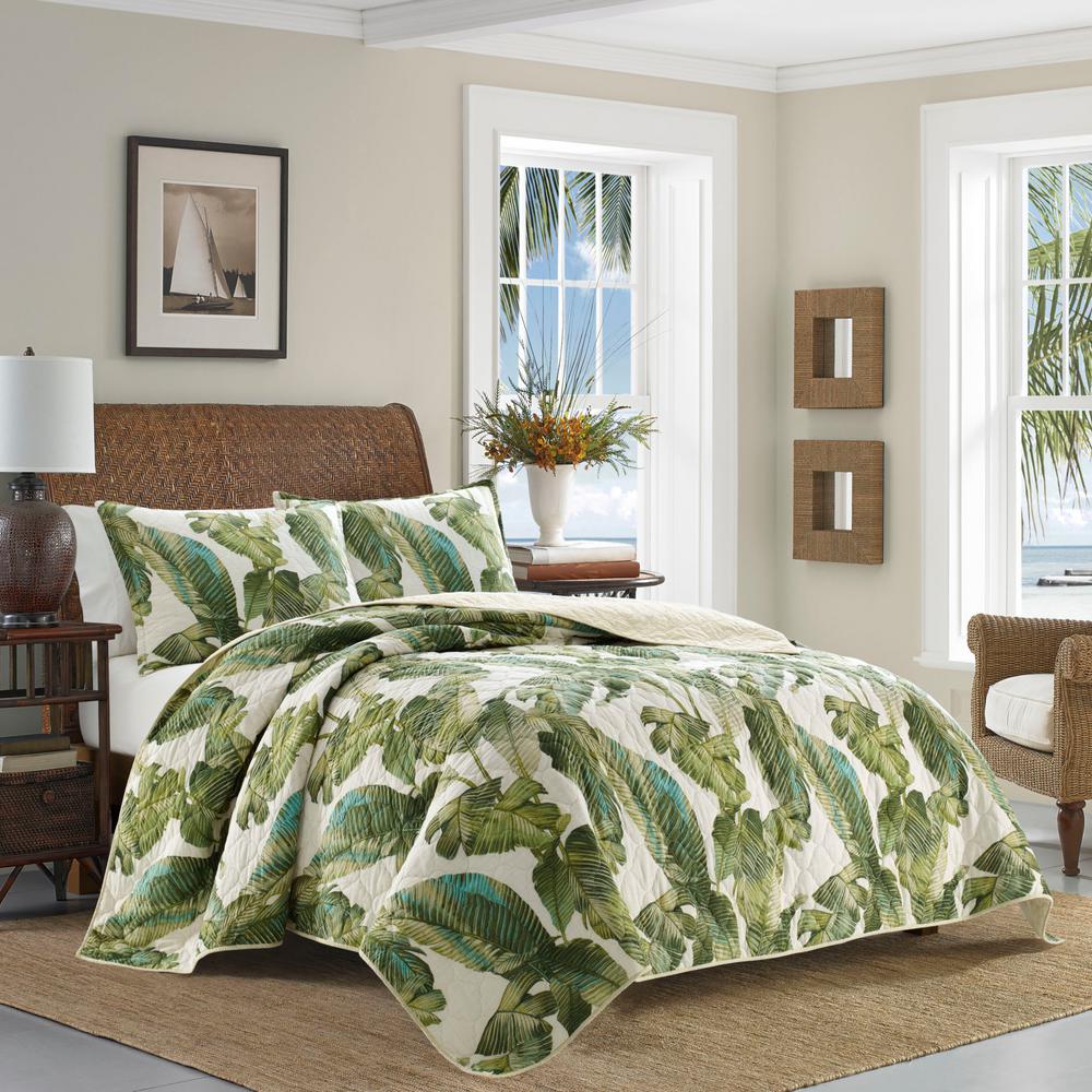 Tommy Bahama Fiesta Palms 3-Piece Green Cotton Full/Queen Quilt Set ...