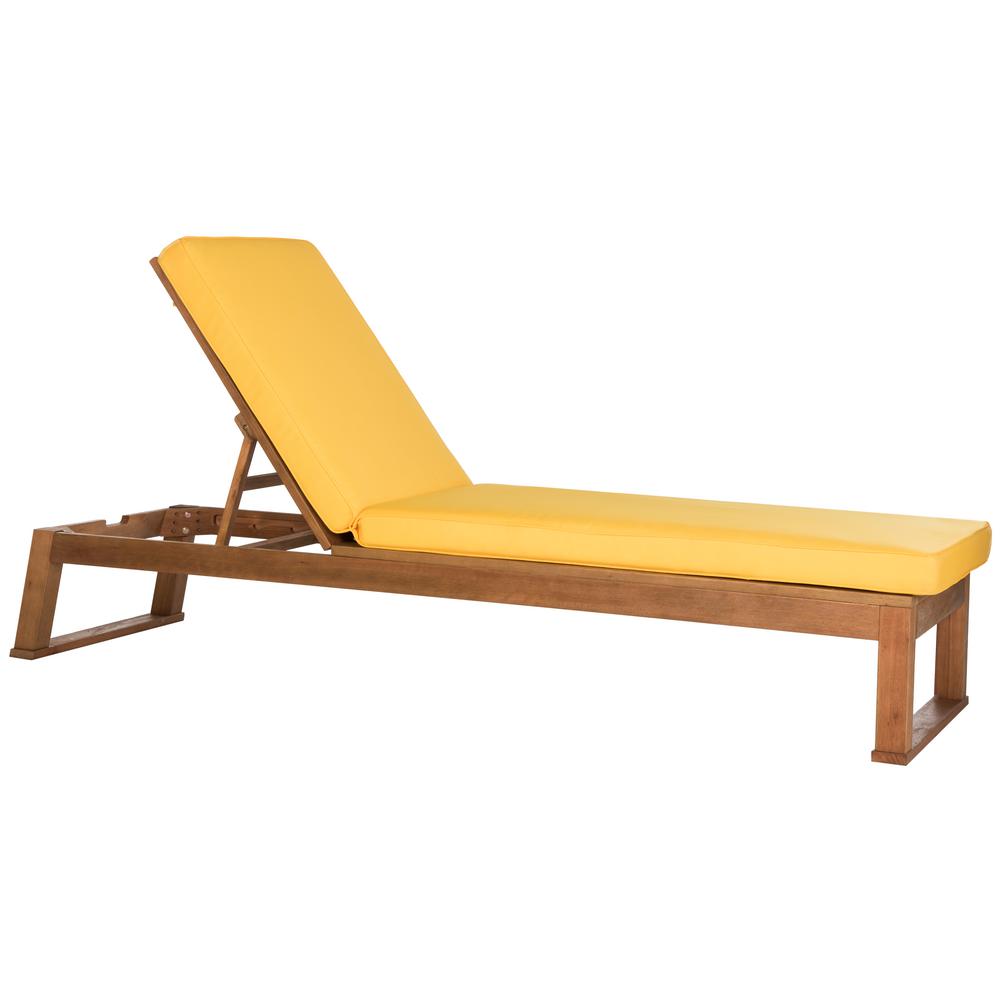 Safavieh Solano Natural Brown Adjustable Wood Outdoor Lounge Chair